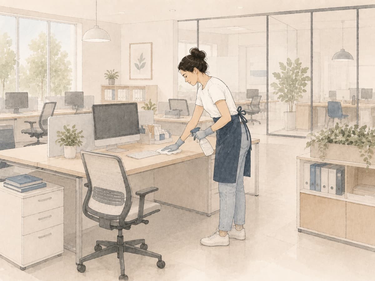 Nettoyage d'un bureau en open-space par AlloMénage+ PRO